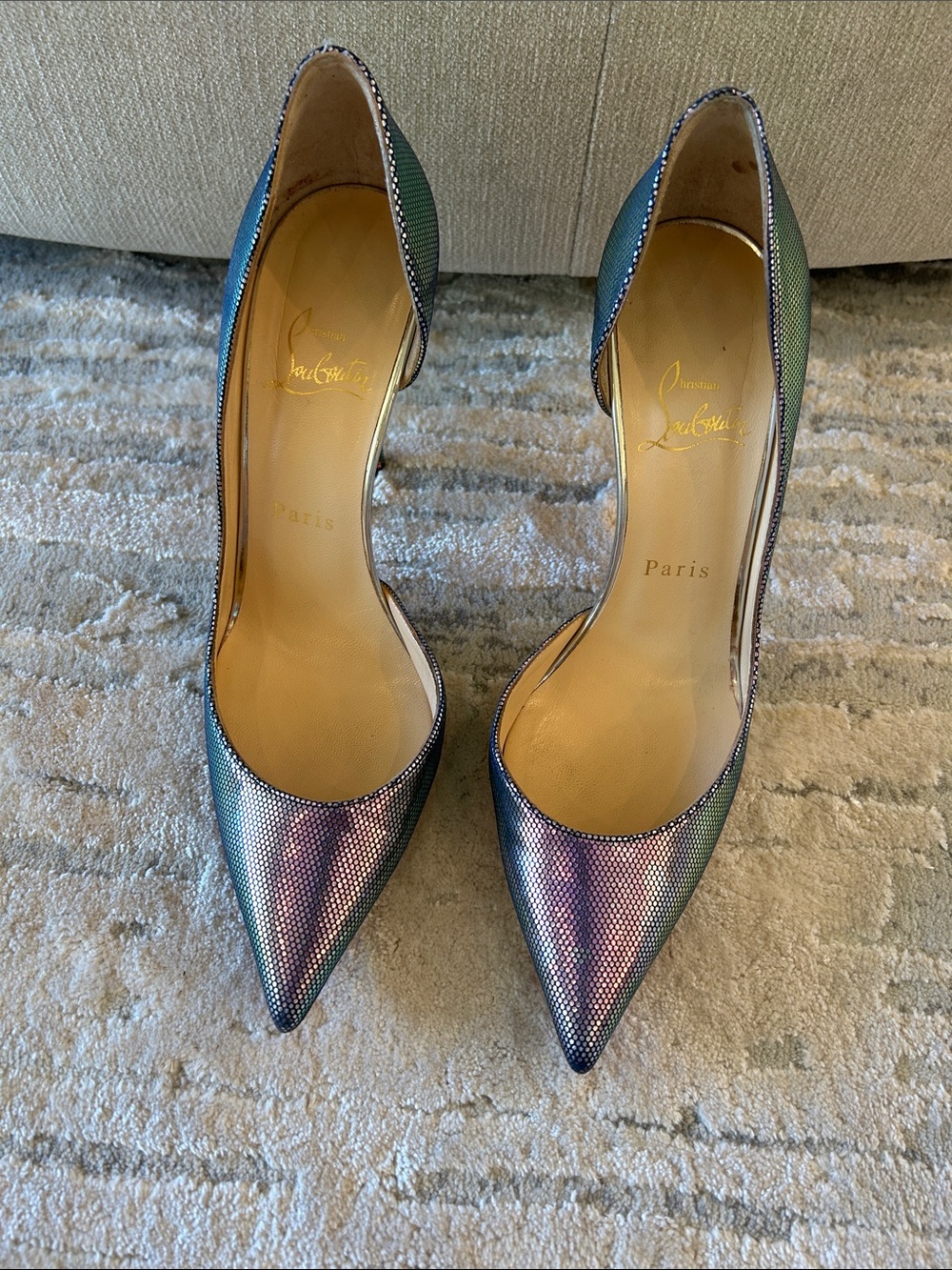 Christian Louboutin Iridescent Pointed-Toe Pumps - Green Blue Purple